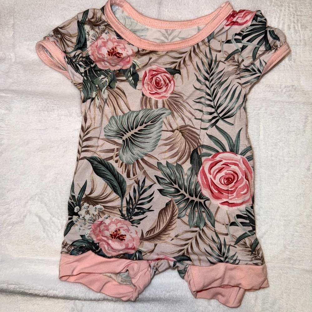 Floral SEED Shortie Pink and Green Kids One Piece
